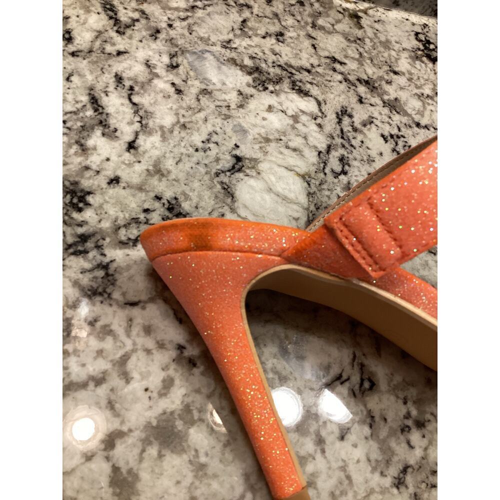 Allegra K Glitter Rhinestone Stiletto heel slip on Open Toe sandals Orange 7 - Picture 9 of 12